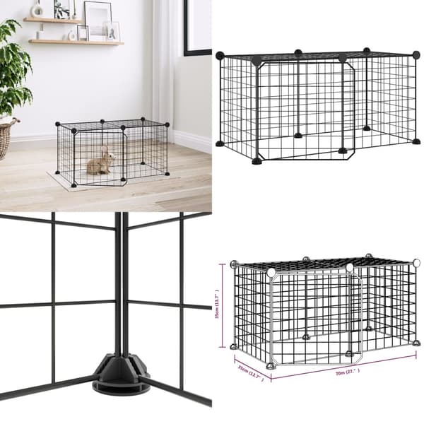 8-panels kæledyrsindhegning med låge 35x35 cm stål sort - Kæledyrsbur - Kæledyrsbure - Home & Living