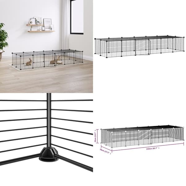 28-panels kæledyrsindhegning med låge 35x35 cm stål sort - Kæledyrsbur - Kæledyrsbure - Home & Living