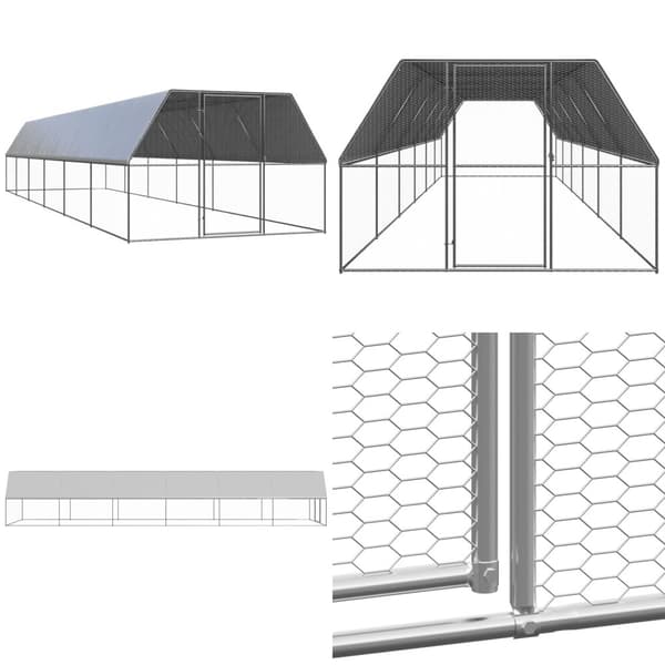 Ulkotilan kanahäkki 3x12x2 m galvanoitu teräs - Kanahäkki - Kanahäkit - Home & Living