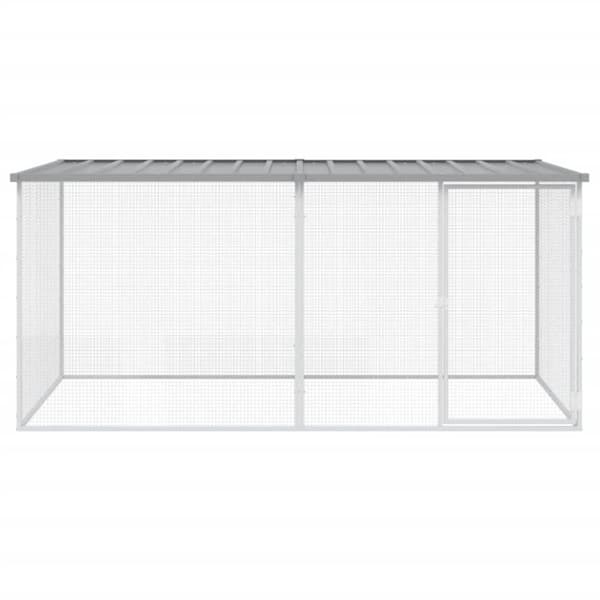 Hønsebur med tag 203x98x90 cm galvaniseret stål lysegrå - Hønsegård - Hønsegårde - Home & Living