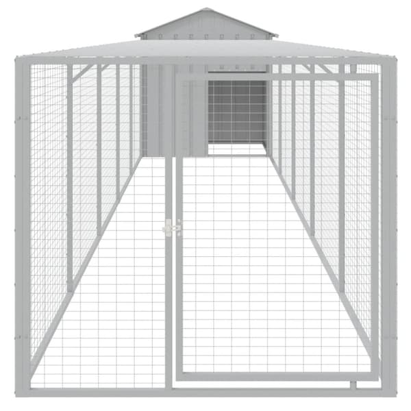 Hönshus med gård ljusgrå 117x609x123 cm galvaniserat stål - Hönshus - Hönsbur - Home & Living