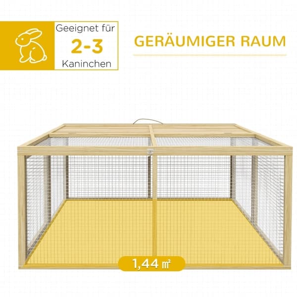 Rootz PawHut Small Animal Hutch - Kaninbur - Portabelt husdjursskydd - Vikbar design - Snabb åtkomst - Rymlig och hållbar - 120 cm x 120 cm x 57 cm -