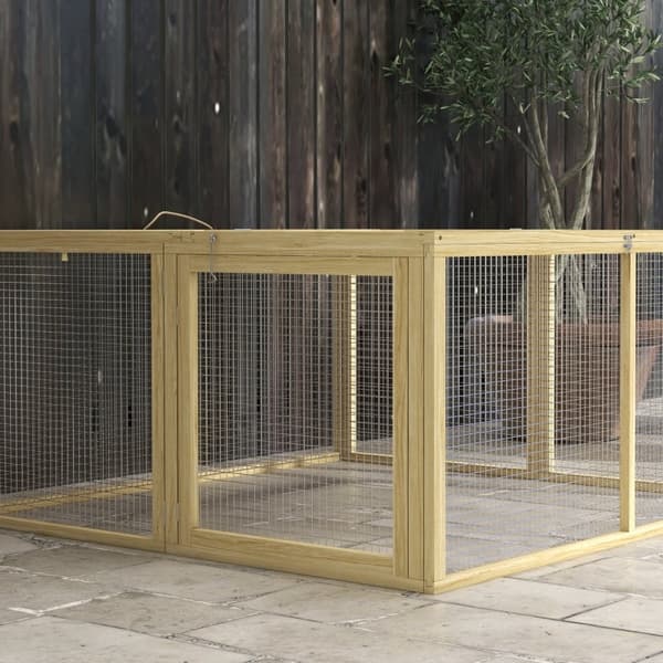 Rootz PawHut Small Animal Hutch - Kaninbur - Portabelt husdjursskydd - Vikbar design - Snabb åtkomst - Rymlig och hållbar - 120 cm x 120 cm x 57 cm -