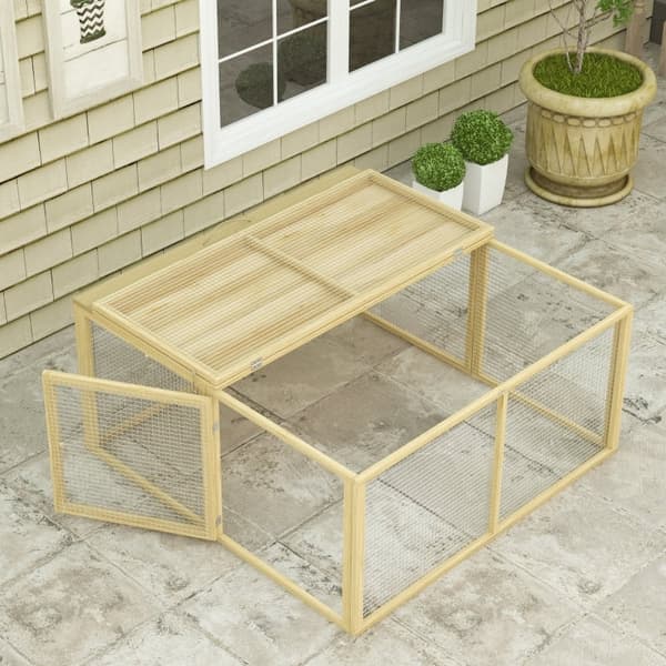 Rootz PawHut Small Animal Hutch - Kaninbur - Portabelt husdjursskydd - Vikbar design - Snabb åtkomst - Rymlig och hållbar - 120 cm x 120 cm x 57 cm -