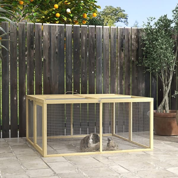 Rootz PawHut Small Animal Hutch - Kaninbur - Portabelt husdjursskydd - Vikbar design - Snabb åtkomst - Rymlig och hållbar - 120 cm x 120 cm x 57 cm -