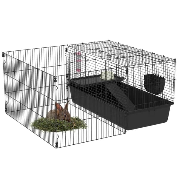 Rootz PawHut Smådyrsbur - Marsvins habitat - Indhegning til kæledyr - Tilpasset design - Komplet tilbehør - Nem adgang - 112,5 cm x 99 cm x 54 cm - Ro