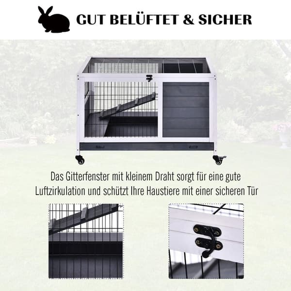Rootz Rabbit Cage - Wit - Hauset, Metalli - 35,43 cm x 20,86 cm x 23,22 cm
