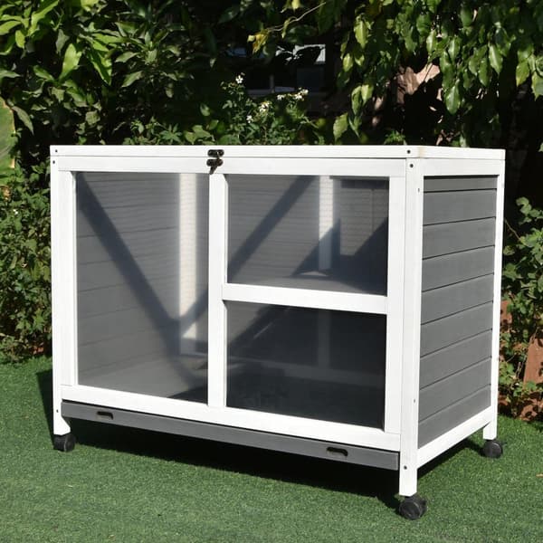 Rootz Rabbit Hutch Dubbeldäckare - Grå - Granträ, Glas, Abs - 36,02 cm x 20,98 cm x 28,74 cm