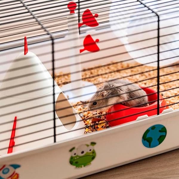 Hamsterbur - Criceti - Modell 9 - Rymdtema - 46x29,5x23 cm - Beige