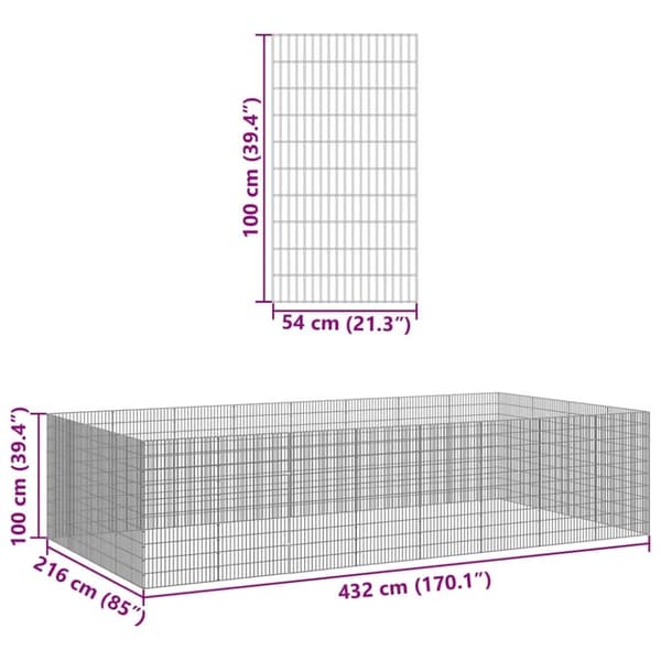 vidaXL kæledyrsindhegning 54x100 cm 24 paneler galvaniseret jern