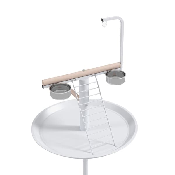 Rootz Bird Table - Bird Abborre Stativ - Papegoja Lekställ - Stål & Trä - 2 skålar i rostfritt stål - Bärbar - 60cm x 138cm