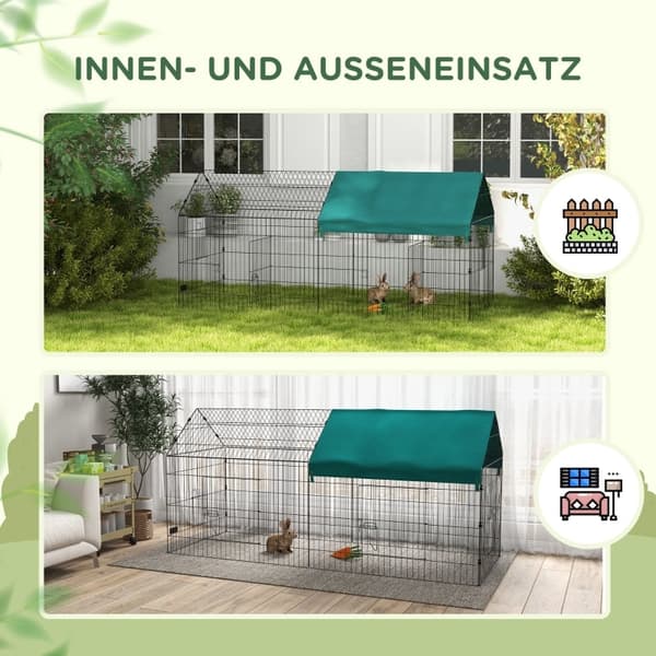 Rootz aflukke til små dyr - Udendørs indhegning til kæledyr - Kraveplads til kæledyr - Stålramme - Oxford Polyester - Jordspyd - 220 cm x 85 cm x 103