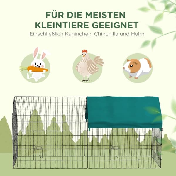 Rootz aflukke til små dyr - Udendørs indhegning til kæledyr - Kraveplads til kæledyr - Stålramme - Oxford Polyester - Jordspyd - 220 cm x 85 cm x 103