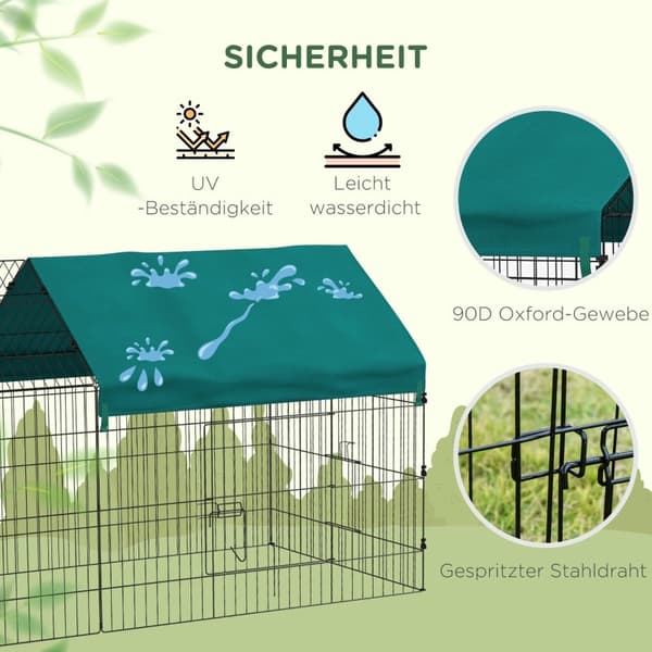 Rootz aflukke til små dyr - Udendørs indhegning til kæledyr - Kraveplads til kæledyr - Stålramme - Oxford Polyester - Jordspyd - 220 cm x 85 cm x 103