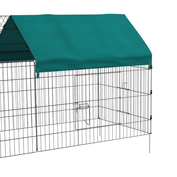 Rootz aflukke til små dyr - Udendørs indhegning til kæledyr - Kraveplads til kæledyr - Stålramme - Oxford Polyester - Jordspyd - 220 cm x 85 cm x 103