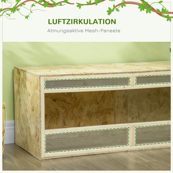 Rootz Terrarium - Krybdyrhabitat - Vivarium - OSB plader - Glasdøre - Termisk isolering - Varmemåtte integration - 120cm x 50cm x 50cm