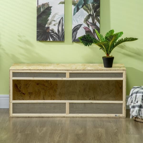 Rootz Terrarium - Krybdyrhabitat - Vivarium - OSB plader - Glasdøre - Termisk isolering - Varmemåtte integration - 120cm x 50cm x 50cm
