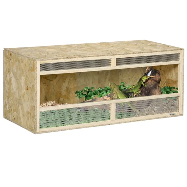 Rootz Terrarium - Krybdyrhabitat - Vivarium - OSB plader - Glasdøre - Termisk isolering - Varmemåtte integration - 120cm x 50cm x 50cm