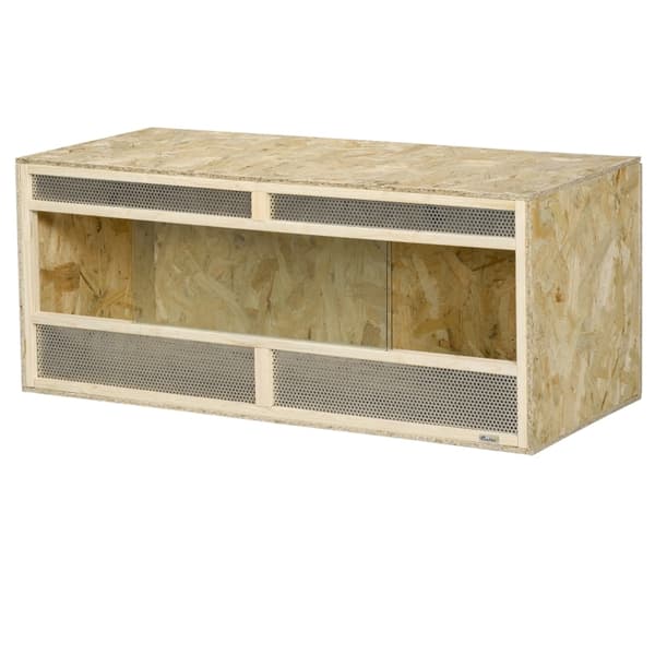 Rootz Terrarium - Krybdyrhabitat - Vivarium - OSB plader - Glasdøre - Termisk isolering - Varmemåtte integration - 120cm x 50cm x 50cm