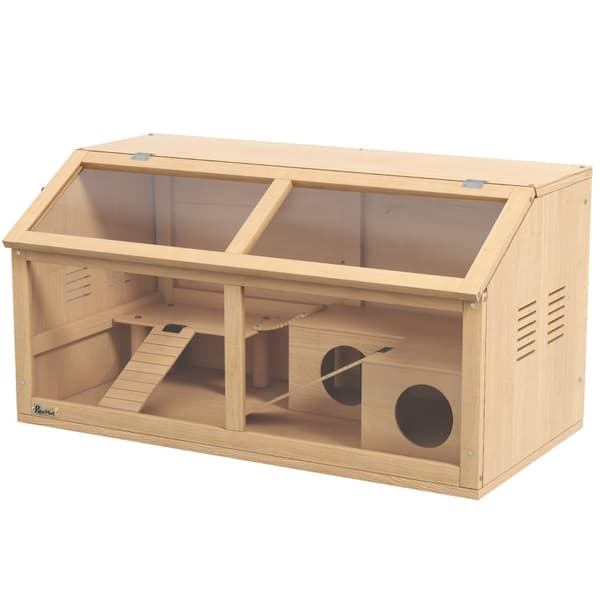 Rootz smådyrsbur - Gnaverhus - Hamsterbur - Bæredygtige træmaterialer - Rummeligt design - Nem adgang - 85 cm x 45 cm x 44 cm
