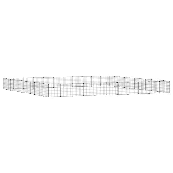 Hundgård svart 44 paneler 35x35 cm stål