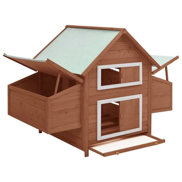 Hönshus mocka och vit 152x96x110 cm massivt granträ
