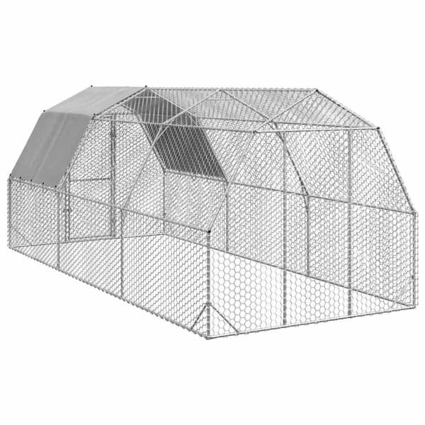 vidaXL Kyllingløp med tak 2,5x6x2,25 m galvanisert stål