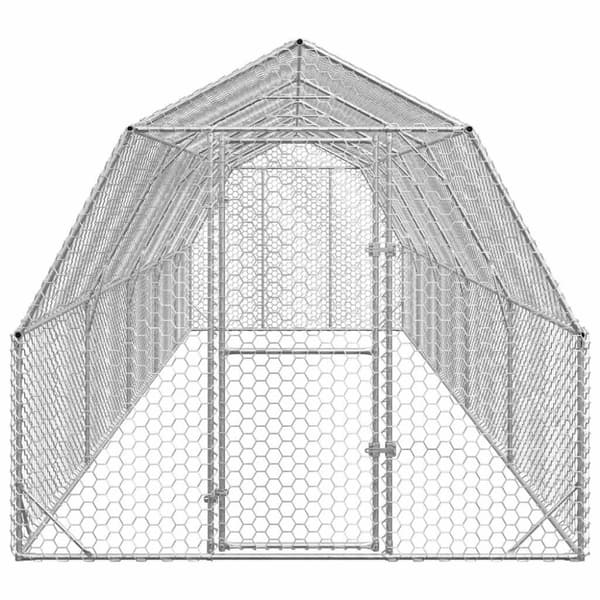 vidaXL Hönsgård 2,5x10x2,25 m galvaniserat stål