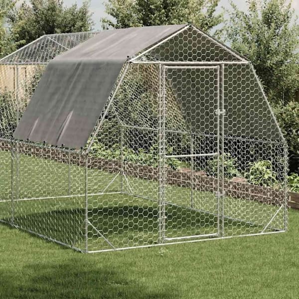 vidaXL Hönsgård med tak 2,5x4x2,25 m galvaniserat stål