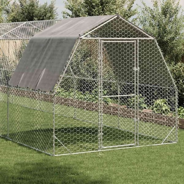 vidaXL Hönsgård med tak 2,5x12x2,25 m galvaniserat stål