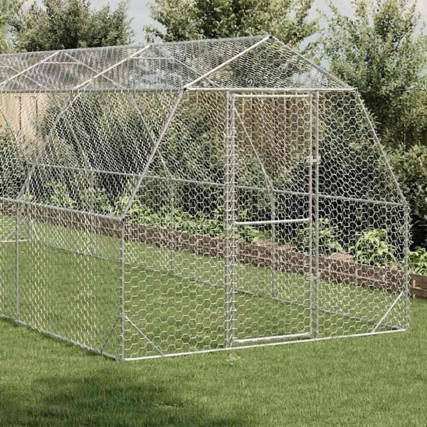 vidaXL Hönsgård 2,5x8x2,25 m galvaniserat stål