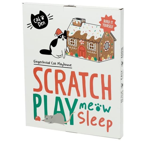 Katthus i 100% kartong att montera själv - Jul pepparkakshus Puckator