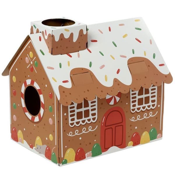 Katthus i 100% kartong att montera själv - Jul pepparkakshus Puckator
