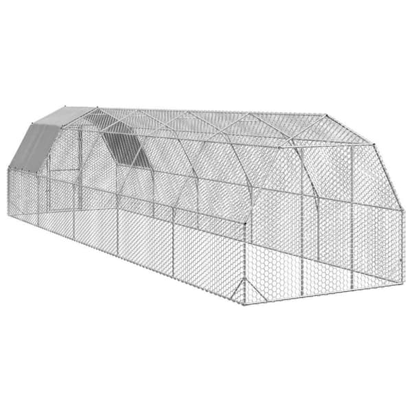 vidaXL hønsegård med tag 2,5x10x2,25 m galvaniseret stål