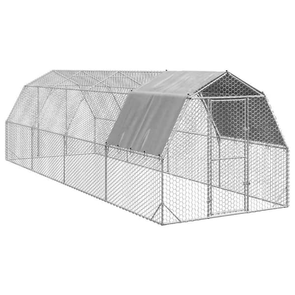 vidaXL hønsegård med tag 2,5x8x2,25 m galvaniseret stål