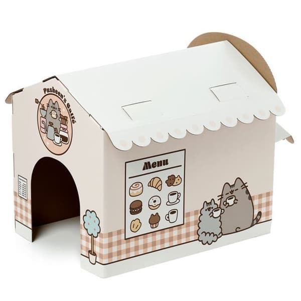 Kattens hus 100% kartong att montera själv pusheen catfé - café bistro katt Puckator