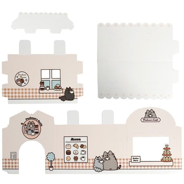 Kattens hus 100% kartong att montera själv pusheen catfé - café bistro katt Puckator