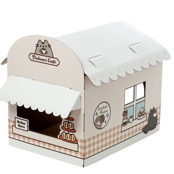 Kattens hus 100% kartong att montera själv pusheen catfé - café bistro katt Puckator