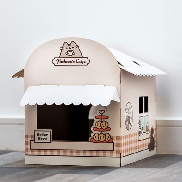 Kattens hus 100% kartong att montera själv pusheen catfé - café bistro katt Puckator