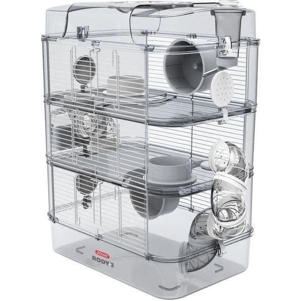Bur för smågnagare - Rody - Trio - 41 x 27 x 53 cm - Vit - Plast