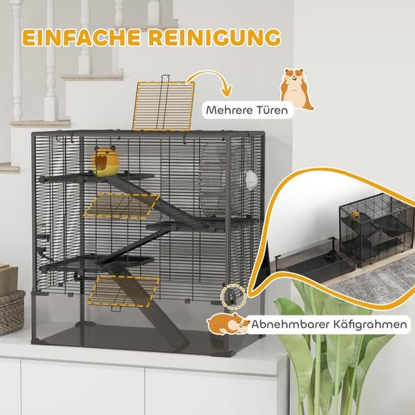 Rootz 4 Tier Hamster Cage - gnagarehöljet - Små djurens livsmiljö - Hemdrat glas - 78,5 cm x 48,5 cm x 80 cm