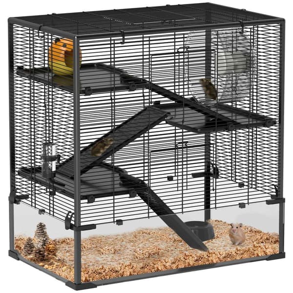 Rootz 4 Tier Hamster Cage - gnagarehöljet - Små djurens livsmiljö - Hemdrat glas - 78,5 cm x 48,5 cm x 80 cm