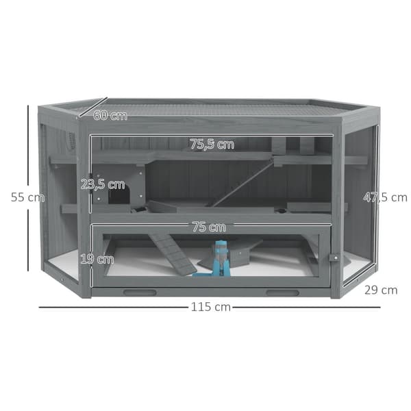 Rootz 3 Level Hamster Cage - Small Animal Home - Multi -Tier -indkapsling - Optimal ventilation - 115 cm x 60 cm x 55 cm