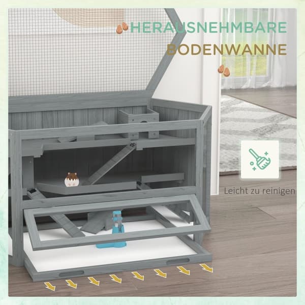 Rootz 3 Level Hamster Cage - Small Animal Home - Multi -Tier -indkapsling - Optimal ventilation - 115 cm x 60 cm x 55 cm