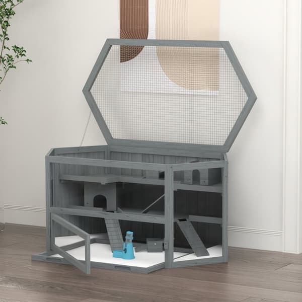 Rootz 3 Level Hamster Cage - Small Animal Home - Multi -Tier -indkapsling - Optimal ventilation - 115 cm x 60 cm x 55 cm