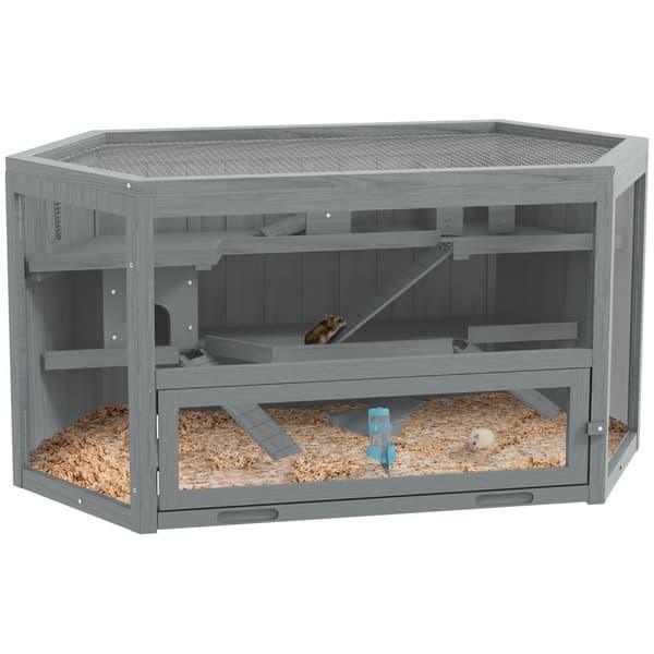 Rootz 3 Level Hamster Cage - Small Animal Home - Multi -Tier -indkapsling - Optimal ventilation - 115 cm x 60 cm x 55 cm