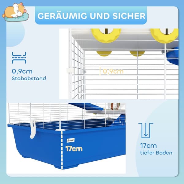 Rootz 4 Level Hamster Cage - Small Animal Habitat - Kæledyrskabeling - Underholdende rørsystem - 78 cm x 45 cm x 73 cm
