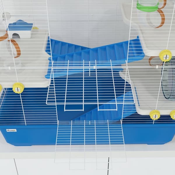 Rootz 4 Level Hamster Cage - Small Animal Habitat - Kæledyrskabeling - Underholdende rørsystem - 78 cm x 45 cm x 73 cm