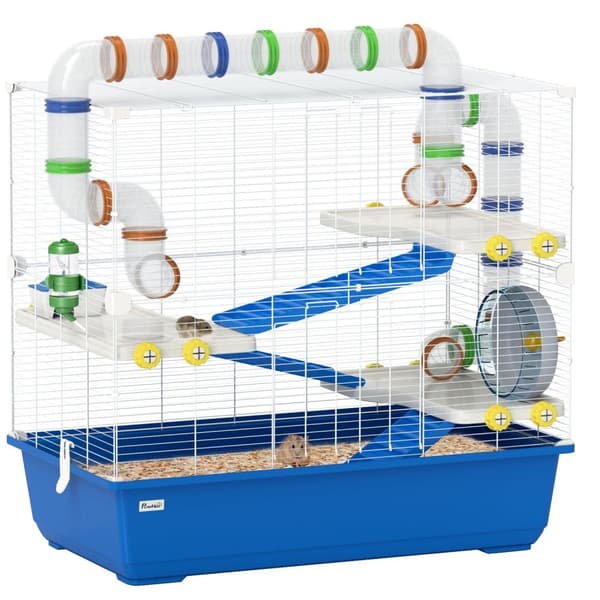 Rootz 4 Level Hamster Cage - Small Animal Habitat - Kæledyrskabeling - Underholdende rørsystem - 78 cm x 45 cm x 73 cm