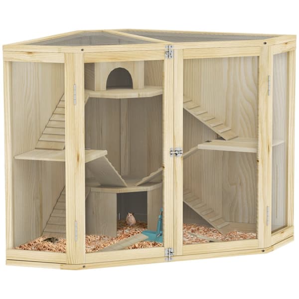 Rootz 4 -tason hamsterihäkki - pieni eläintalo - puinen elinympäristö - tilava suunnittelu - 115 x 69,5 x 79 cm